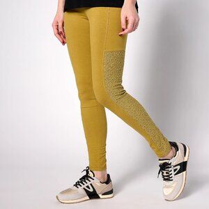NWOT LOGO Layers by Lori Goldstein Leggings with Lace Panel L